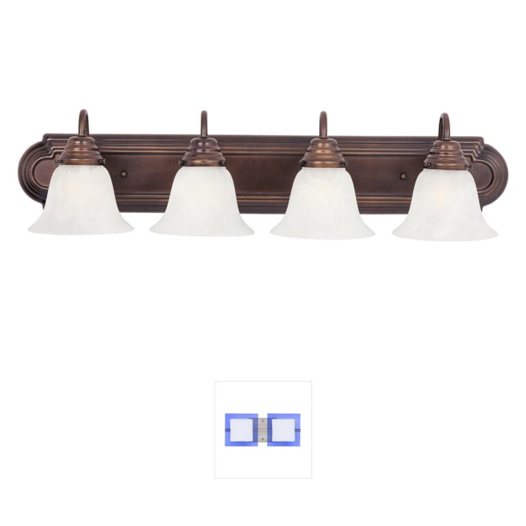 Maxim Lighting Essentials - 801x 4-Light Oil Rubbed Bronze Bath Vanity with Marble Glass