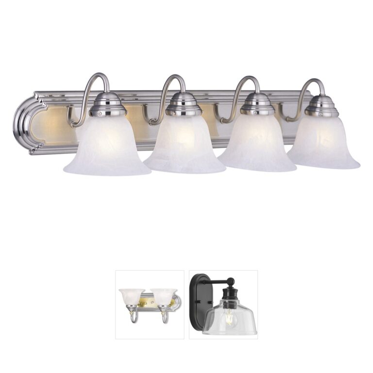 Maxim Lighting Essentials 801x Satin Nickel Vanity Light with Marble Glass