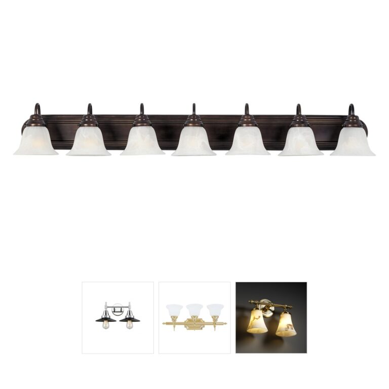 Maxim Lighting Essentials - 801x 7-Light Oil Rubbed Bronze Bath Vanity with Marble Glass