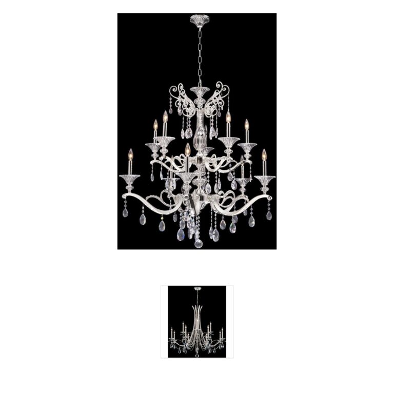 Allegri Vasari 10-Light Swarovski Crystal Chandelier in Two Tone Silver