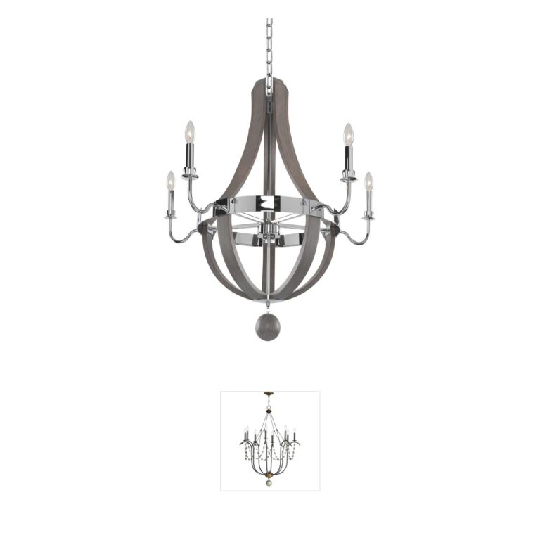 Kalco Sharlow Chrome & Plated Steel 5-Light Chandelier