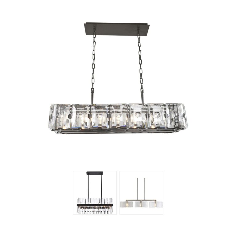 Kalco Giada 37-Inch Crystal and Dark Bronze Island Light