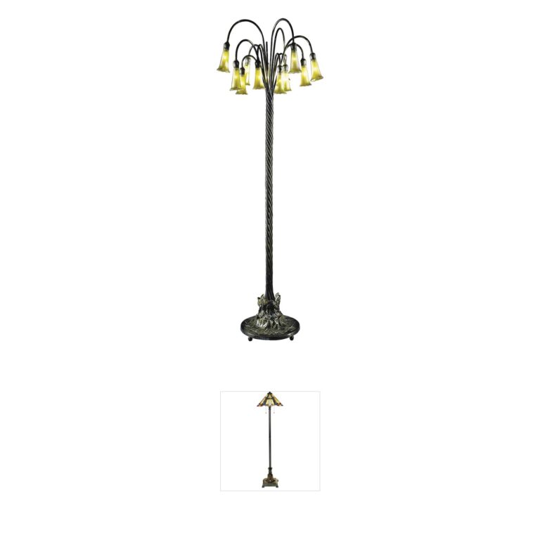 Dale Tiffany Evelyn Antique Bronze Verde Art Glass Floor Lamp