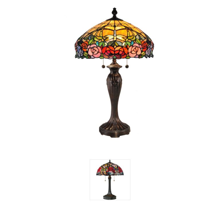 Dale Tiffany Evelyn Fieldstone Art Glass Table Lamp
