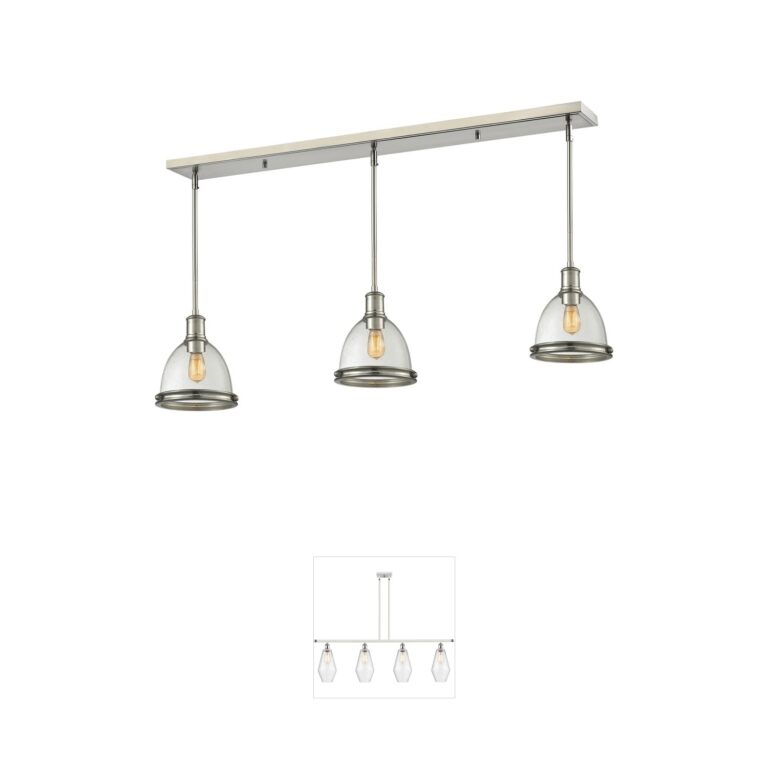 Z-Lite Mason Brushed Nickel Linear Chandelier with Clear Seedy Glass