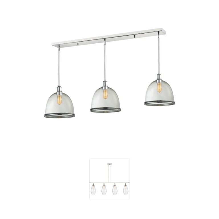 Z-Lite Mason Chrome & Clear Seedy Glass Island Light