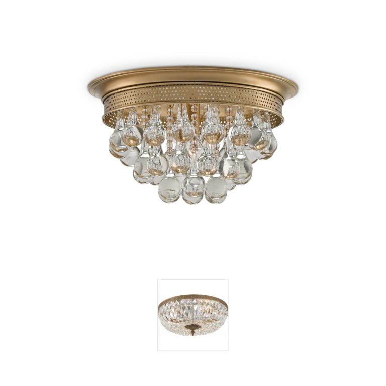 Currey & Company Worthing Crystal & Antique Brass Flush Mount