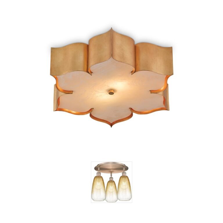 Currey & Company Grand Lotus Wrought Iron Flush Mount