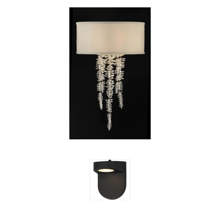 John-Richard Cascading Antique Silver Leaf Wall Sconce with Silk Shade
