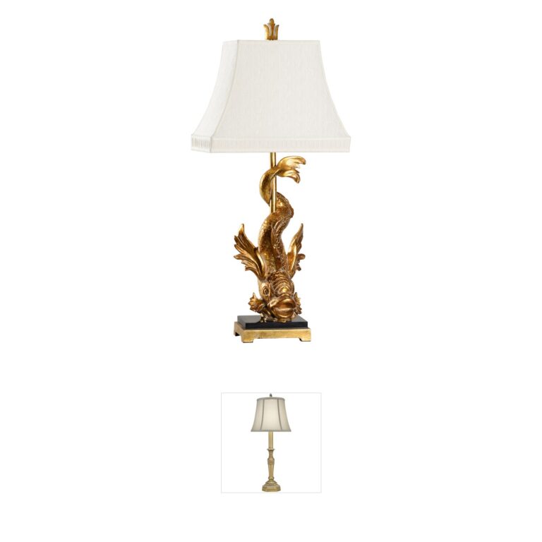 Wildwood Biltmore Gold Leaf Table Lamp with Cream Raw Silk Shade