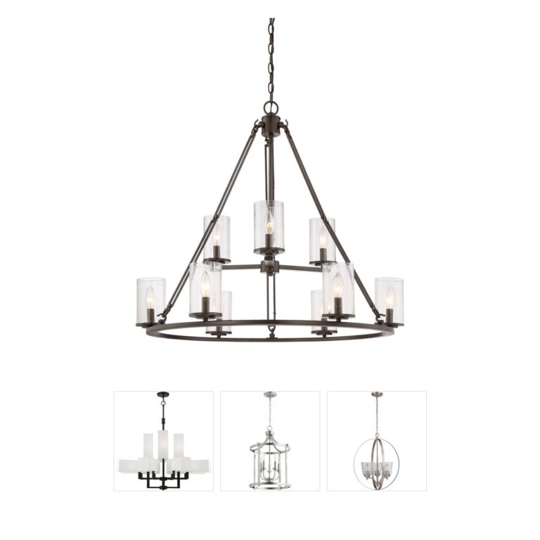 Quoizel Buchanan 9-Light Western Bronze Foyer Chandelier with Seeded Glass