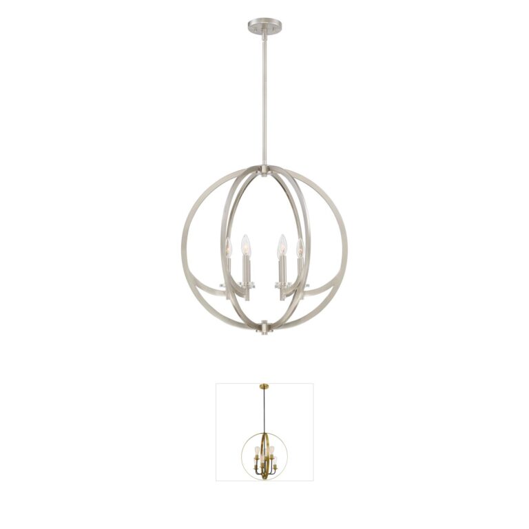 Quoizel Orion 6-Light Brushed Nickel and Crystal Foyer Pendant