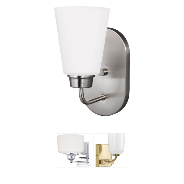 Generation Lighting Kerrville 1-Light Brushed Nickel Sconce with Satin Etched Glass