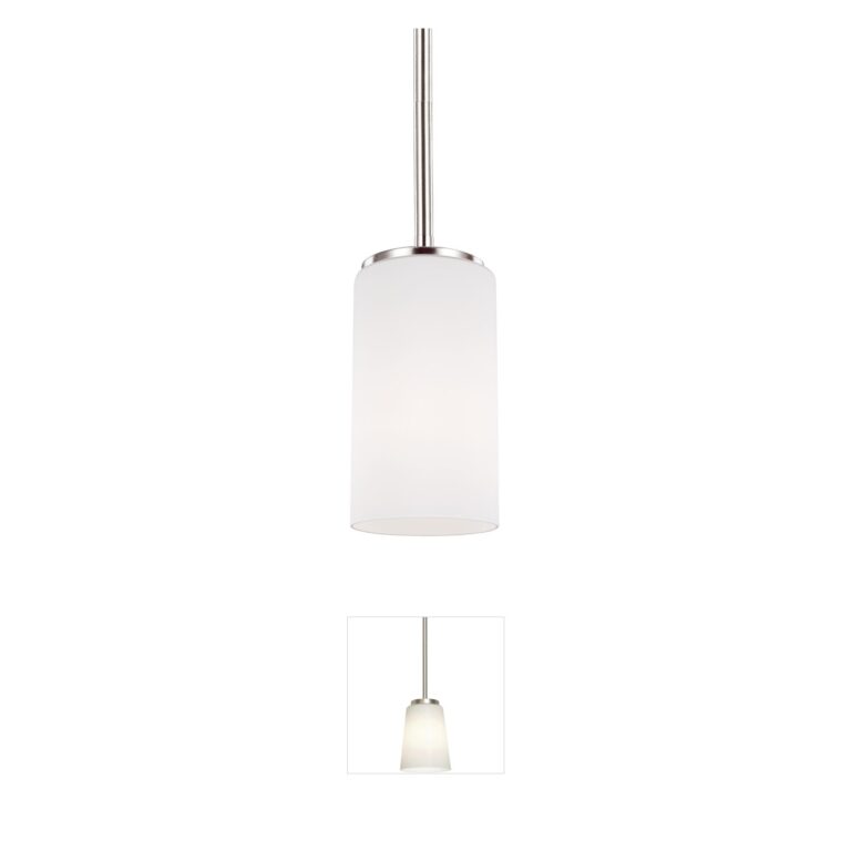 Generation Lighting Alturas Brushed Nickel Mini Pendant with Etched White Glass