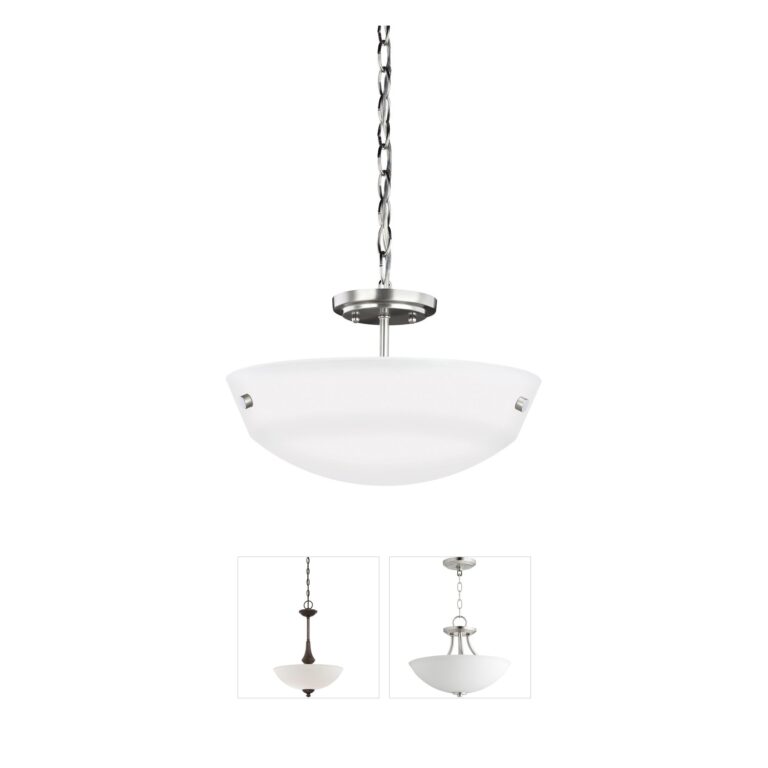 Generation Lighting Kerrville 2-Light Brushed Nickel Convertible Semi-Flush Pendant