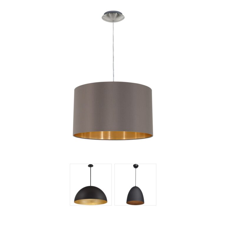Eglo Maserlo Drum Shade Pendant in Satin Nickel