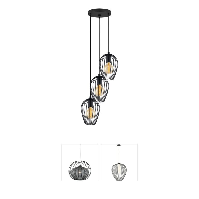 Eglo Newtown 3-Light Matte Black Pendant