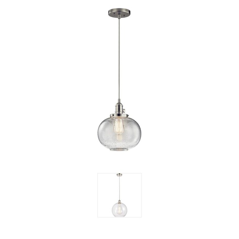 Kichler Avery Brushed Nickel Mini Pendant with Clear Seeded Glass
