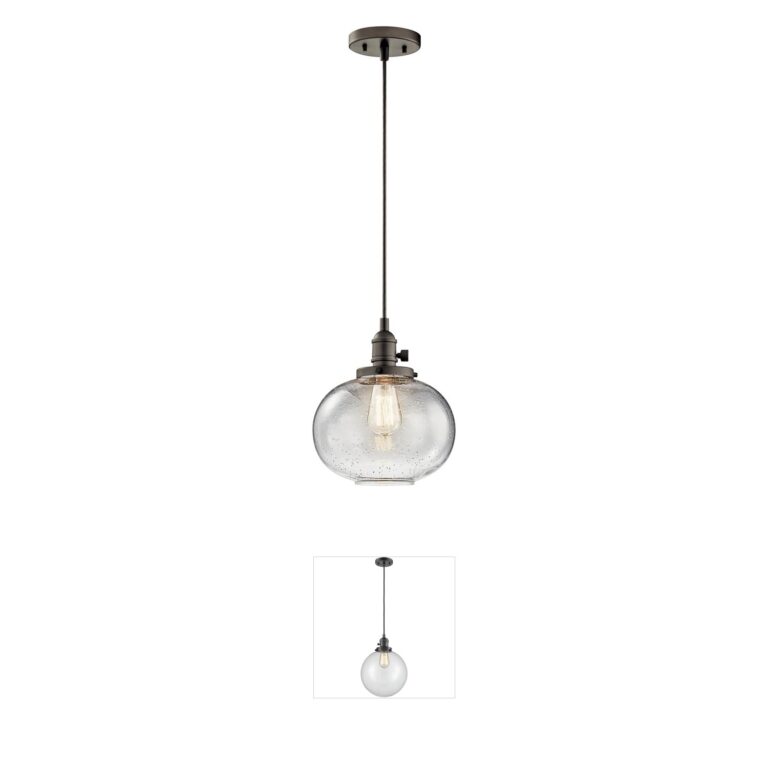 Kichler Avery Olde Bronze Mini Pendant with Seeded Glass