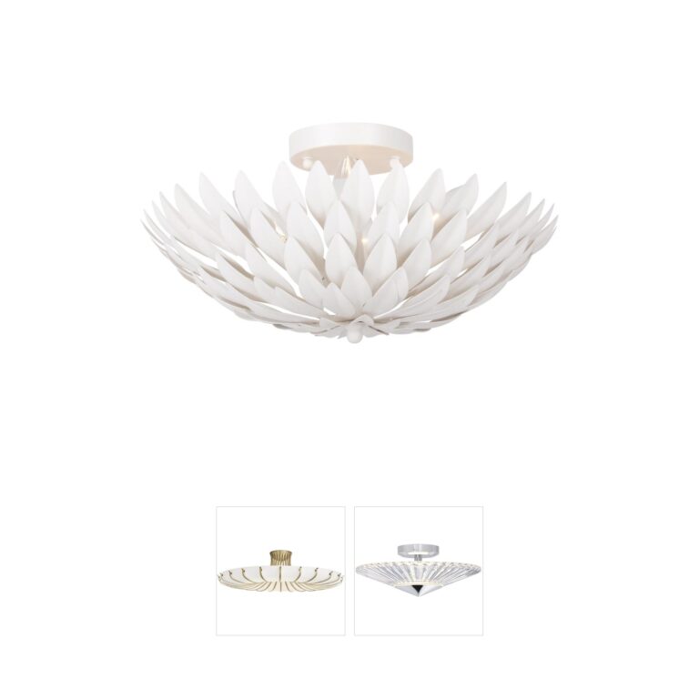 Crystorama Broche 16" Matte White Leaf Semi-Flush Mount