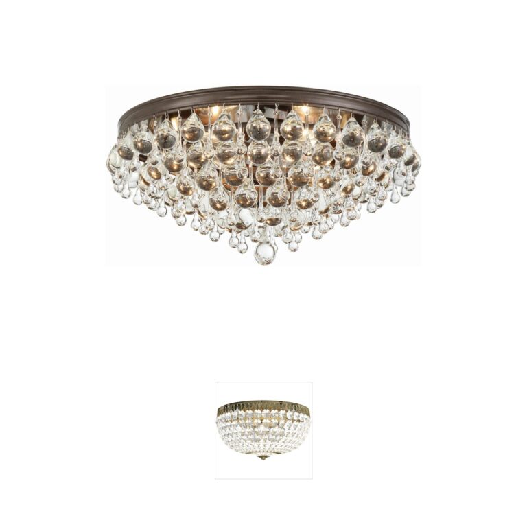 Crystorama Calypso 20-Inch Glass Drop Vibrant Bronze Flush Mount