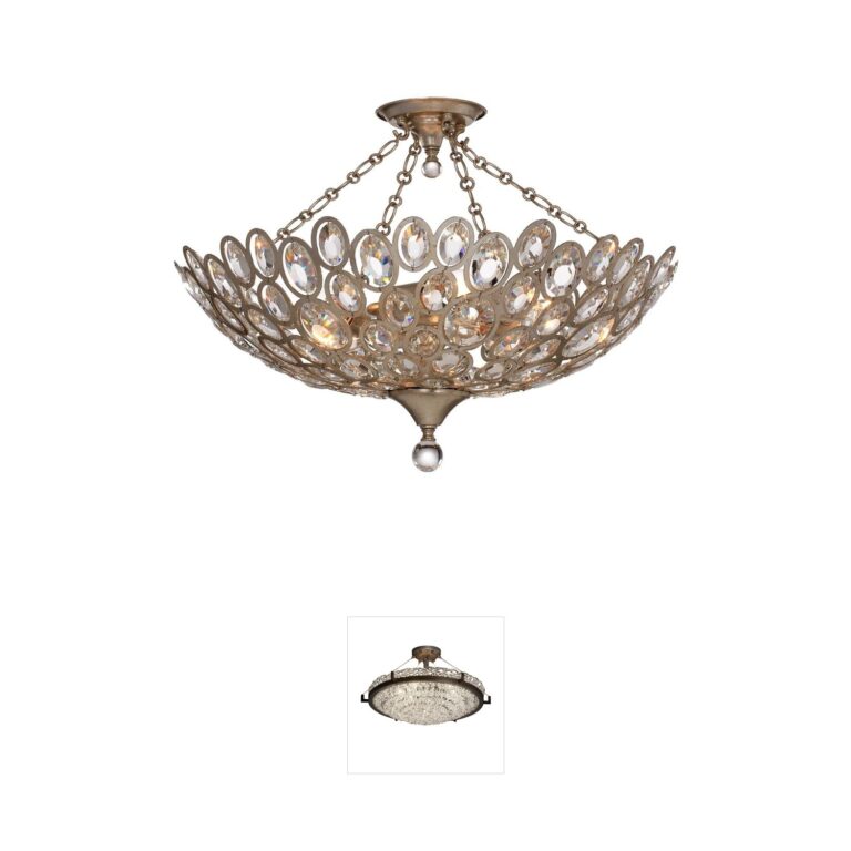 Crystorama Sterling Collection Distressed Twilight Semi-Flush Mount with Hand-Cut Crystal