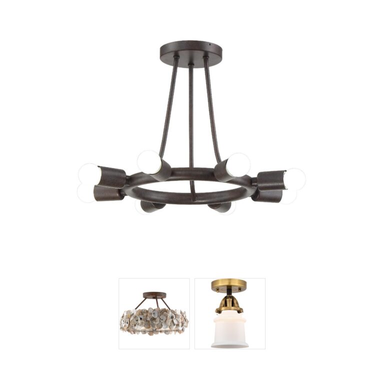 Crystorama Dakota Charcoal Bronze Steel Wagon Wheel Semi-Flush Mount