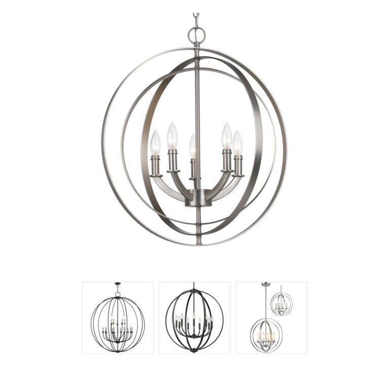 Progress Lighting Equinox Steel Five-Light Chandelier in Burnished Silver