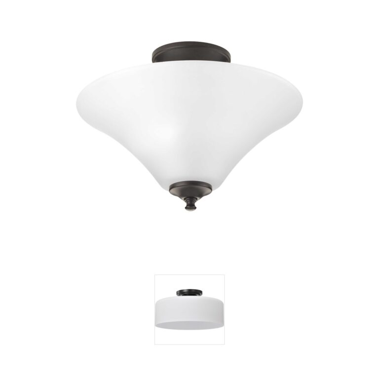 Progress Lighting Joy Collection 2-Light Antique Bronze Semi-Flush Mount with Etched Glass