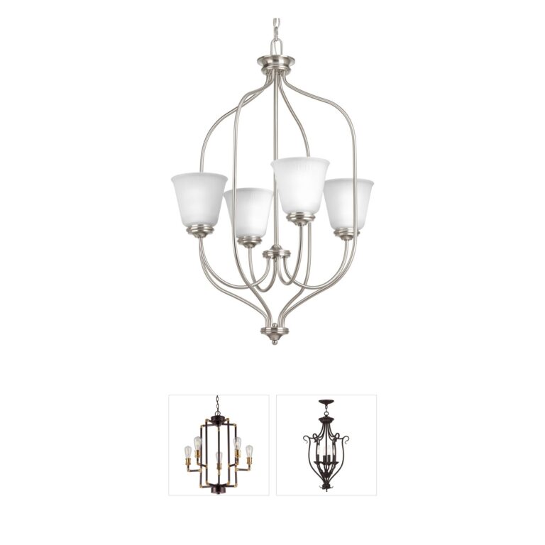Progress Lighting Keats Brushed Nickel Foyer Pendant with Frosted Ribbed Glass