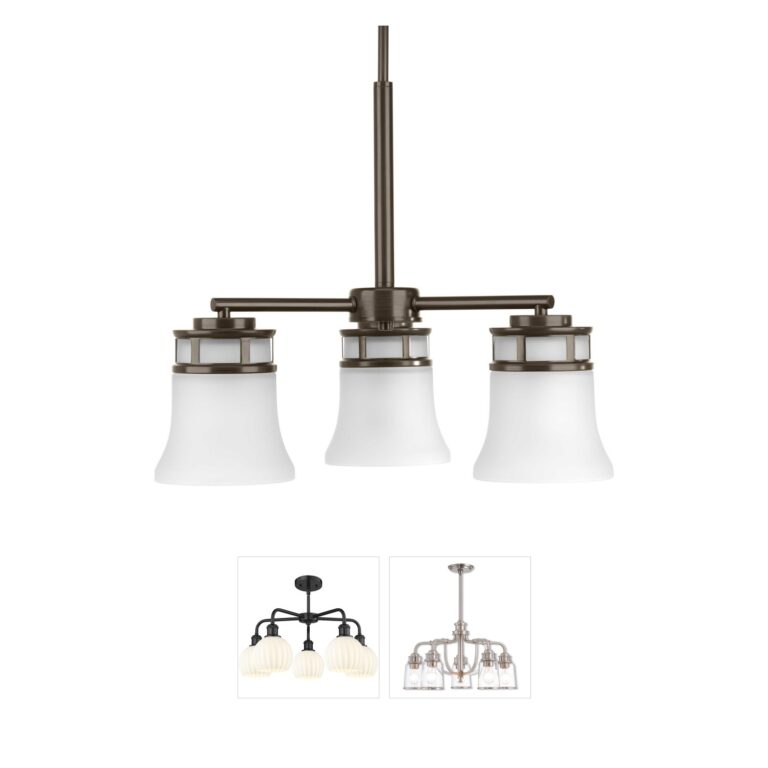 Progress Lighting Cascadia 3-Light Antique Bronze Chandelier with Etched Glass