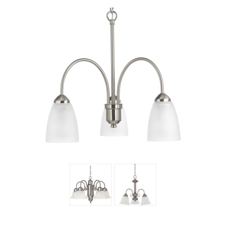Progress Lighting Gather Brushed Nickel 3-Light Steel Chandelier with Etched Glass