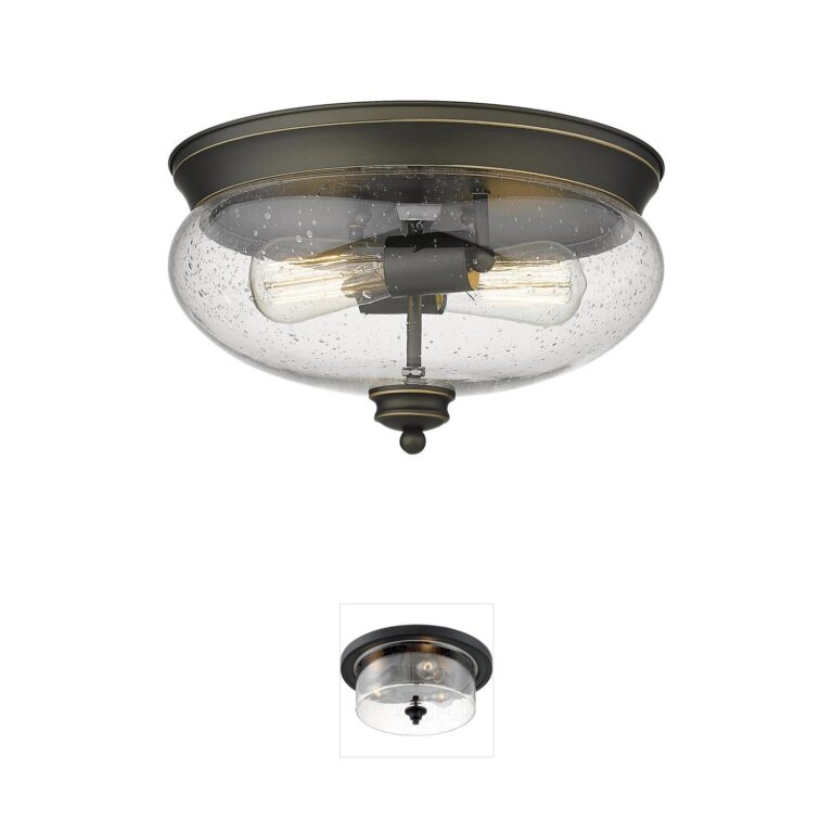 Z-Lite Amon Olde Bronze Flush Mount with Clear Seedy Glass