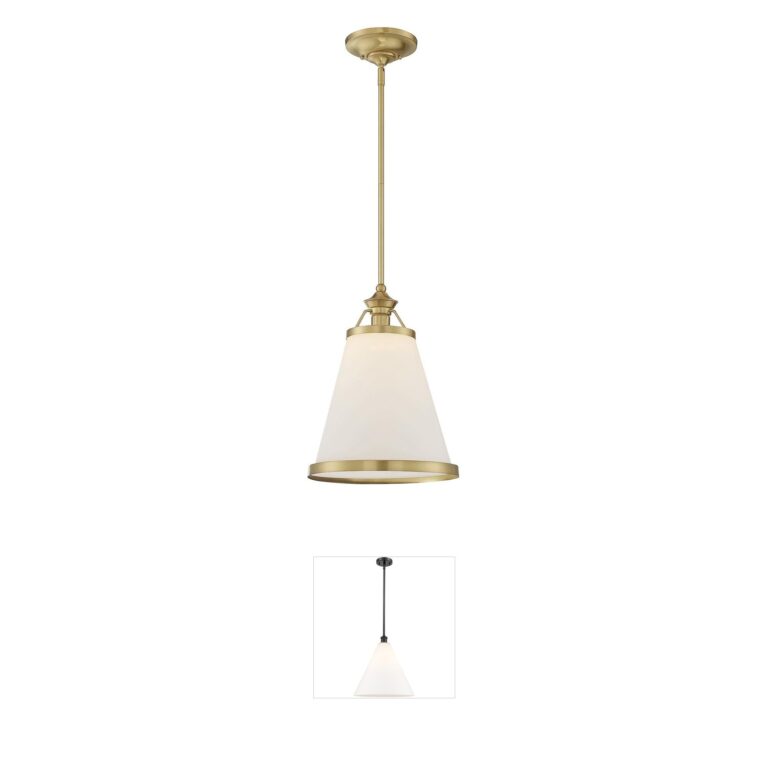 Savoy House Ashmont Warm Brass Pendant with White Opal Glass