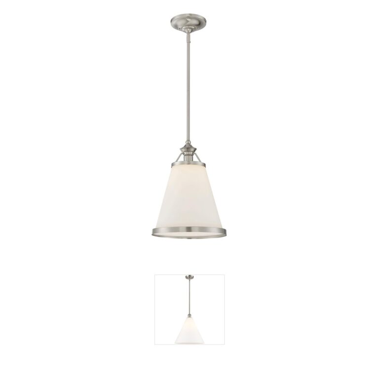 Savoy House Ashmont Satin Nickel Pendant with White Opal Glass