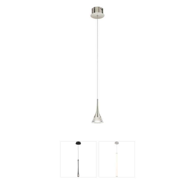 Elan Kabru Brushed Nickel Mini Pendant with Acrylic Shade