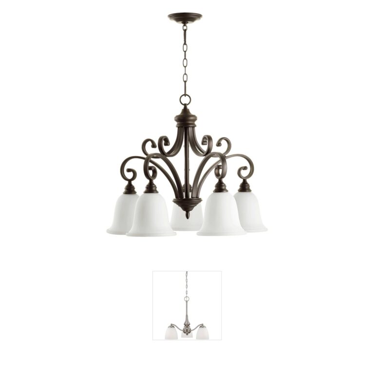 Quorum Bryant Oiled Bronze Chandelier with Satin Opal Glass