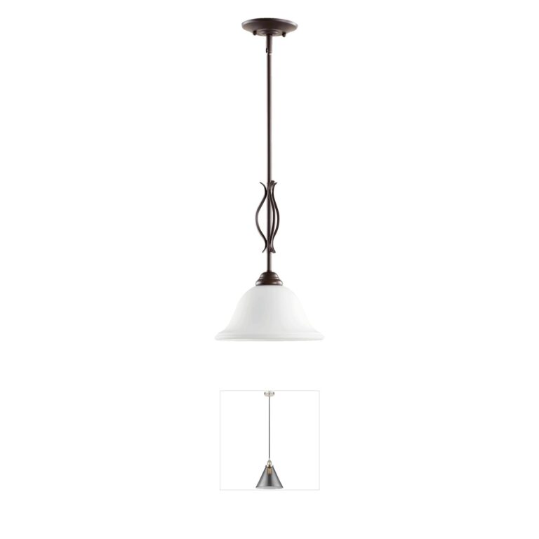 Quorum Spencer Oiled Bronze Mini Pendant with Satin Opal Glass