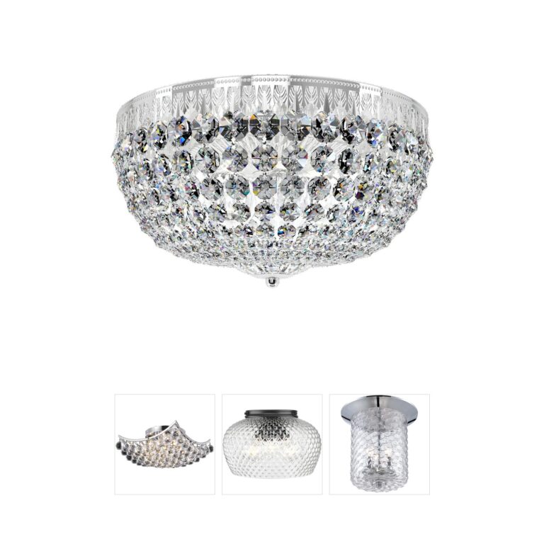 Schonbek Petit Crystal 14-Inch Polished Silver and Swarovski Crystal Flush Mount