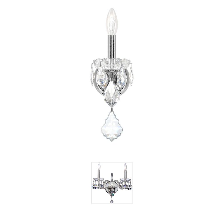 Schonbek Century 1-Light Polished Silver Wall Sconce with Heritage Handcut Crystal