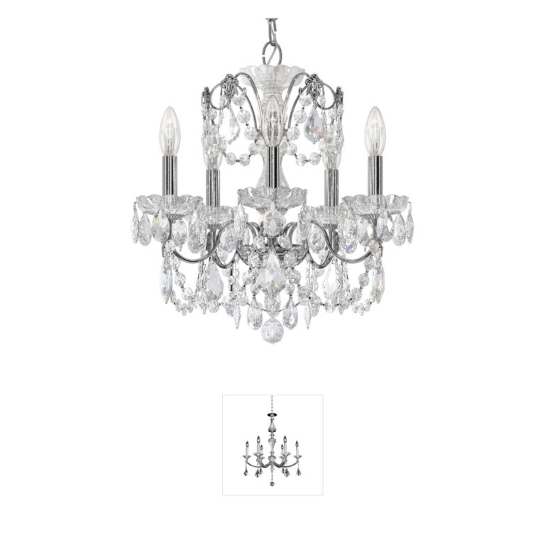 Schonbek Century 5-Light Polished Silver Chandelier with Heritage Handcut Crystal