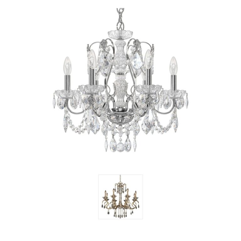 Schonbek Century 6-Light Polished Silver and Heritage Crystal Chandelier