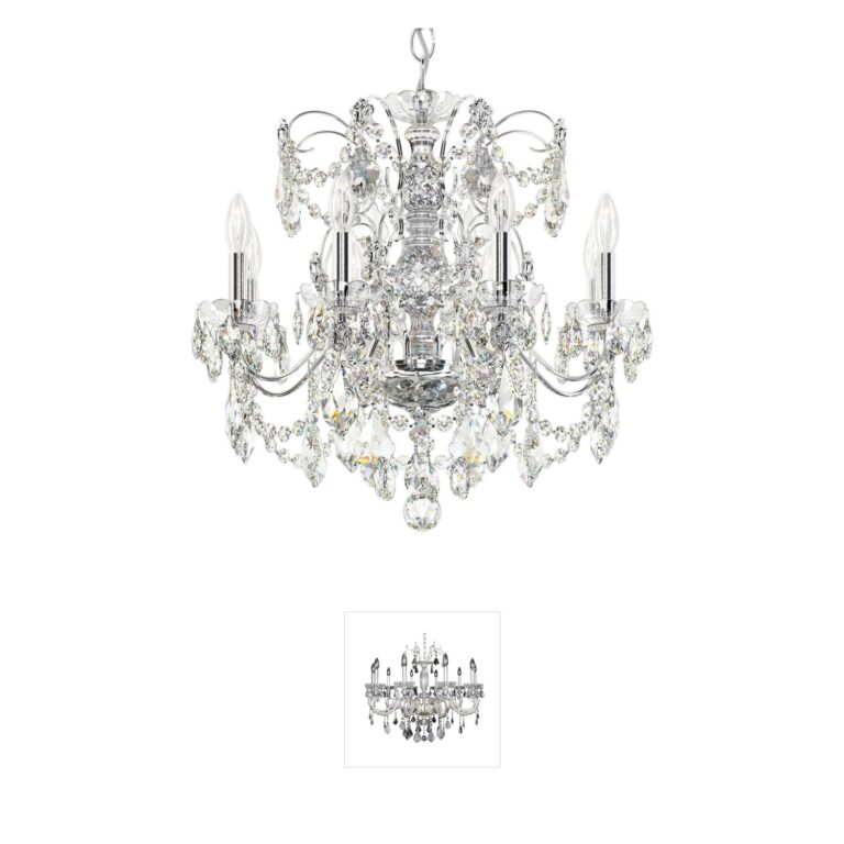 Schonbek Century 8-Light Polished Silver Chandelier with Heritage Handcut Crystal