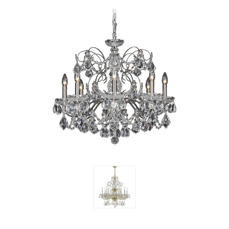 Schonbek Century 8-Light Chandelier in Black Pearl with Clear Heritage Handcut Crystal