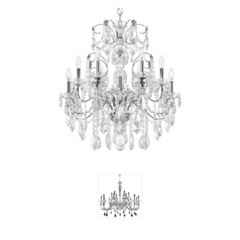 Schonbek Century 12-Light Polished Silver and Heritage Crystal Chandelier