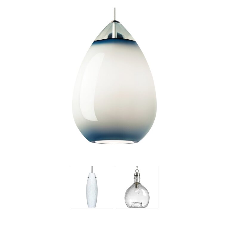 Visual Comfort Modern Collection Sean Lavin Alina Grande Teardrop Steel Blue Glass Pendant