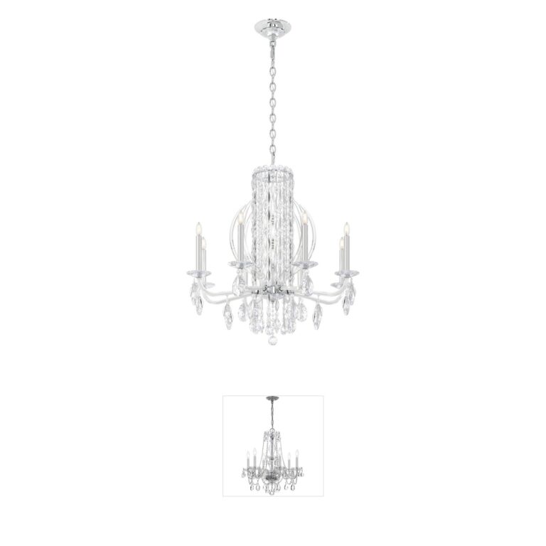 Schonbek Siena Polished Stainless Steel Chandelier with Heritage Crystal