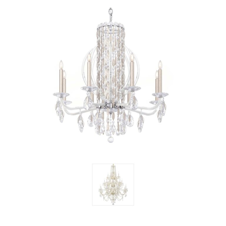 Schonbek Siena Crystal Chandelier in Antique Silver