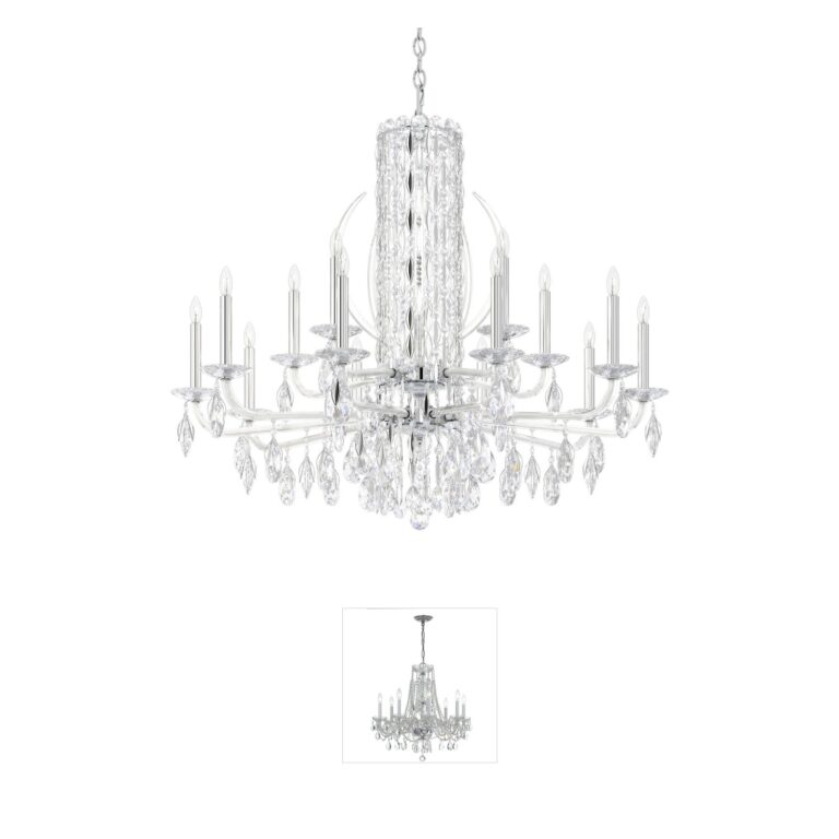 Schonbek Siena 15-Light Polished Stainless Steel Chandelier with Clear Heritage Crystal