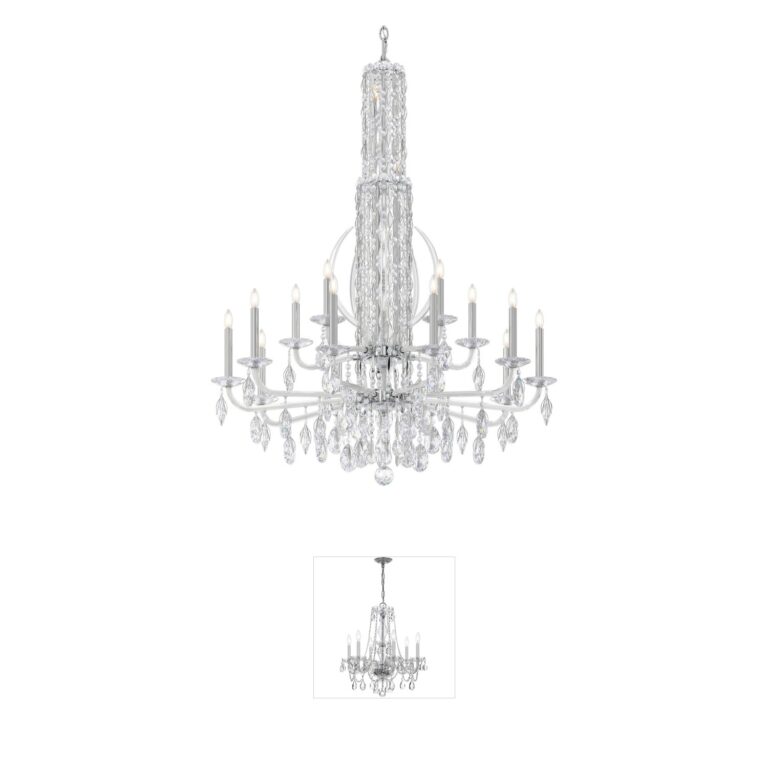 Schonbek Siena Polished Stainless Steel Chandelier with Heritage Crystal